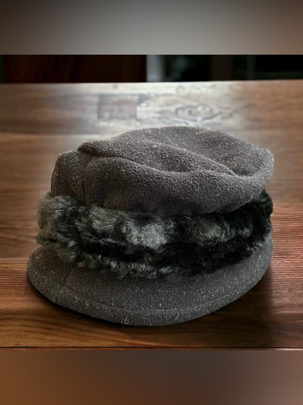 Vintage Parkhurst Black Winter Warm Textured Fashion Hat Faux Fur Made In Canada